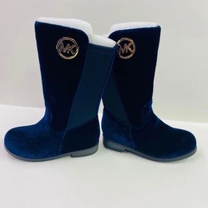 Michael Kors Emma Lily-T Size 8 Blue Suede Boots.